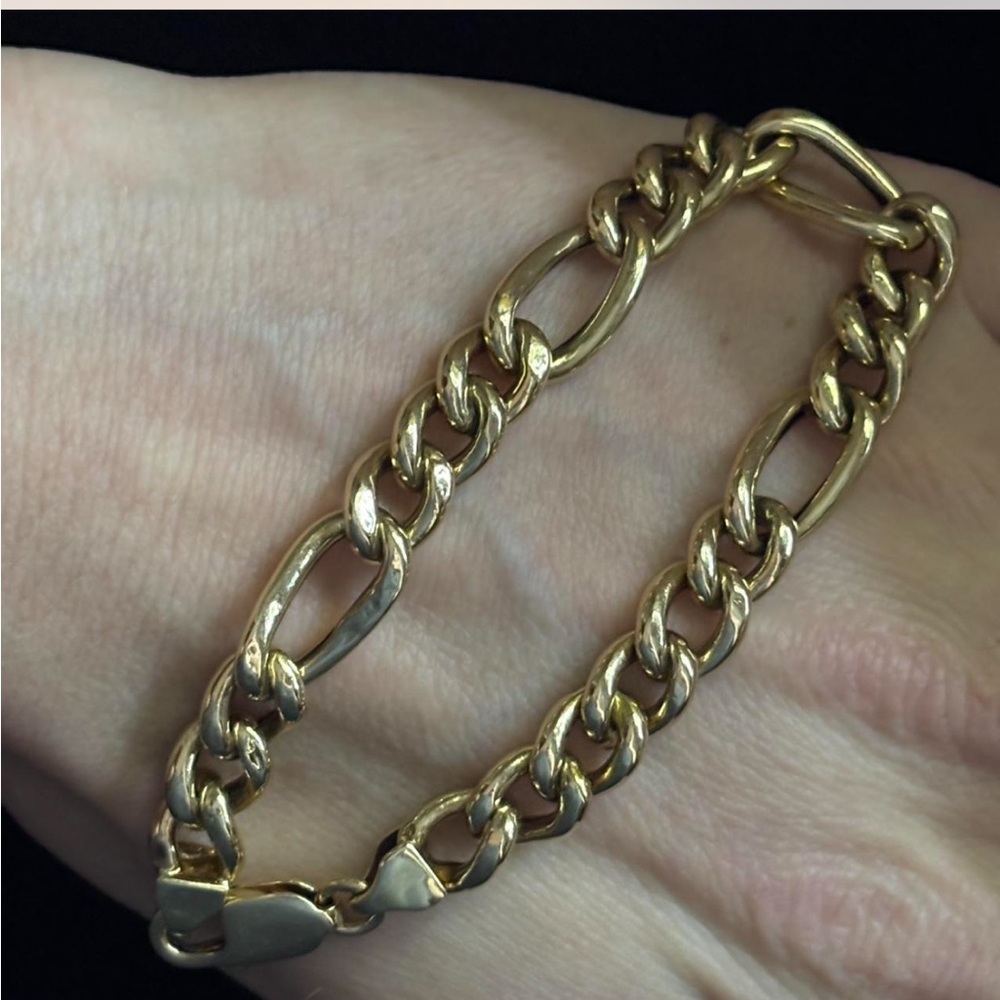 14k yellow gold wide link bracelet
